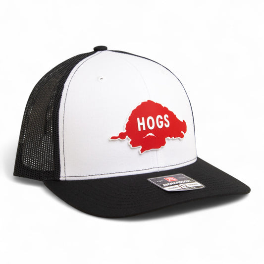 Arkansas Razorbacks Retro HOGS Red 3D Snapback Trucker Hat- White/ Black