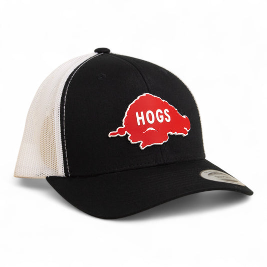 Arkansas Razorbacks Retro HOGS Red 3D YP Snapback Trucker Hat- Black/ White