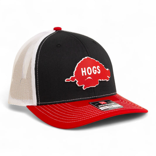 Arkansas Razorbacks Retro HOGS Red 3D Snapback Trucker Hat- Black/ White/ Red