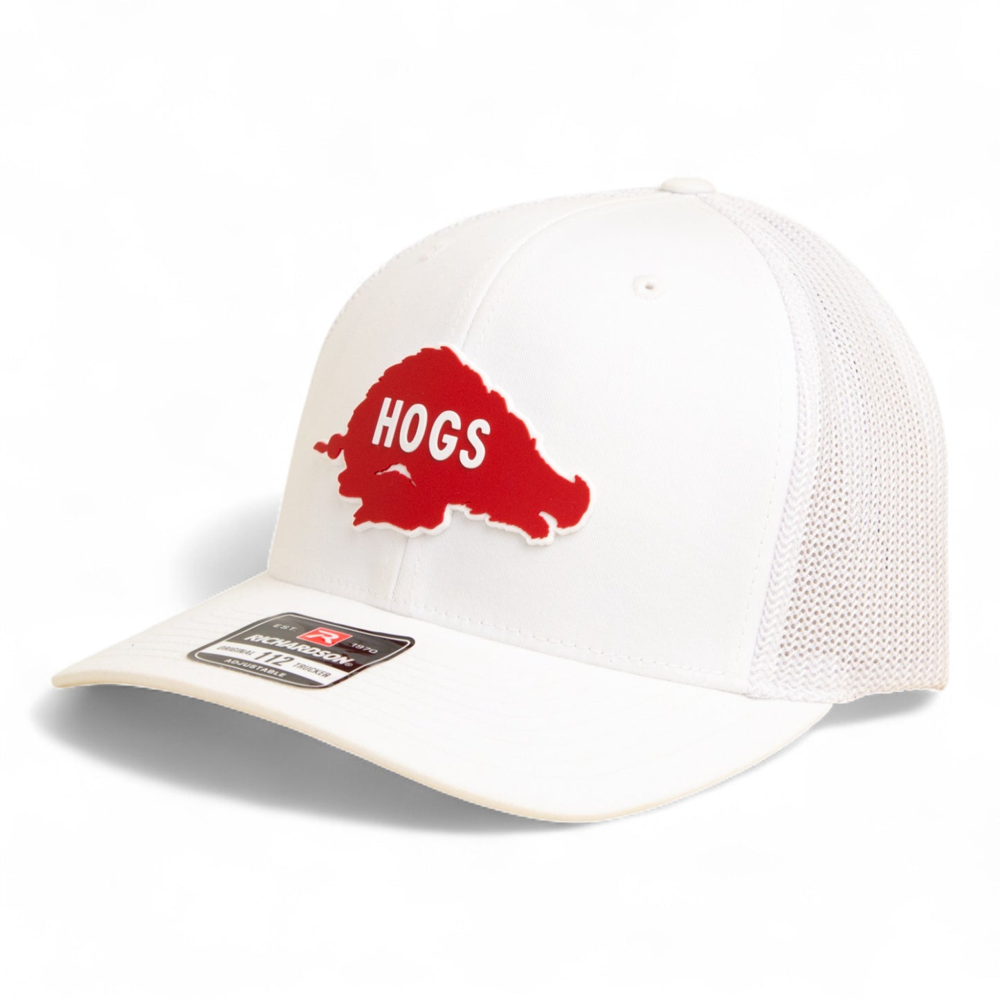 Arkansas Razorbacks Retro HOGS Red 3D Snapback Trucker Hat- White