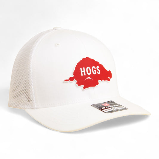 Arkansas Razorbacks Retro HOGS Red 3D Snapback Trucker Hat- White