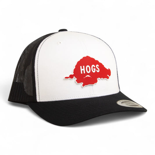 Arkansas Razorbacks Retro HOGS Red 3D YP Snapback Trucker Hat- White/ Black