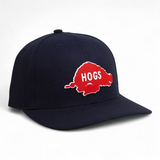 Arkansas Razorbacks Retro HOGS Red 3D Snapback Surge Trucker Hat- Navy