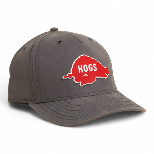 Arkansas Razorbacks Retro HOGS Red 3D Snapback Canvas Hat- Charcoal
