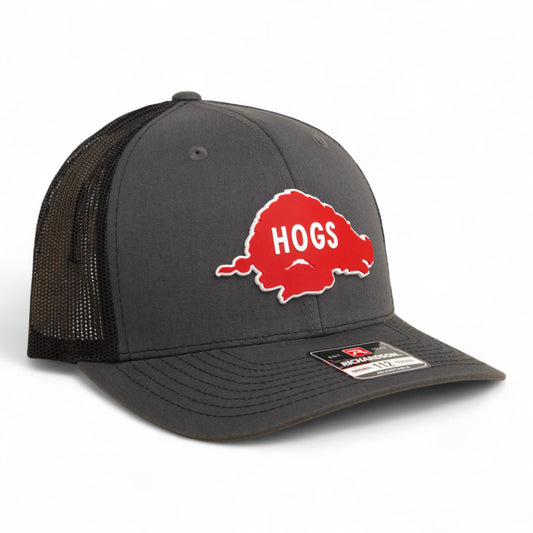 Arkansas Razorbacks Retro HOGS Red 3D Snapback Trucker Hat- Charcoal/ Black