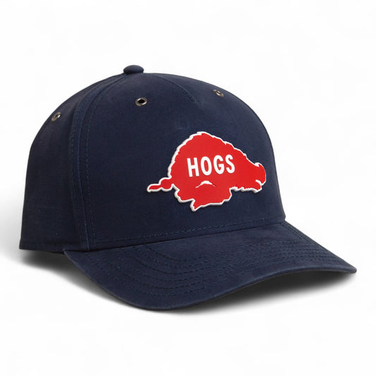 Arkansas Razorbacks Retro HOGS Red 3D Snapback Canvas Hat- Navy