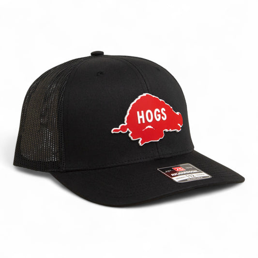 Arkansas Razorbacks Retro HOGS Red 3D Snapback Trucker Hat- Black