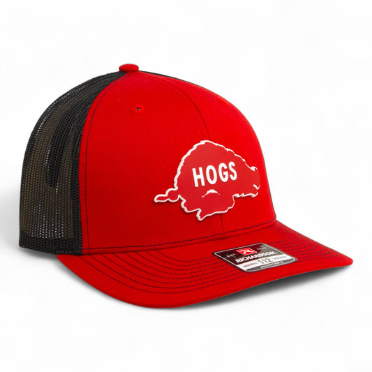 Arkansas Razorbacks Retro HOGS Red 3D Snapback Trucker Hat- Red/ Black