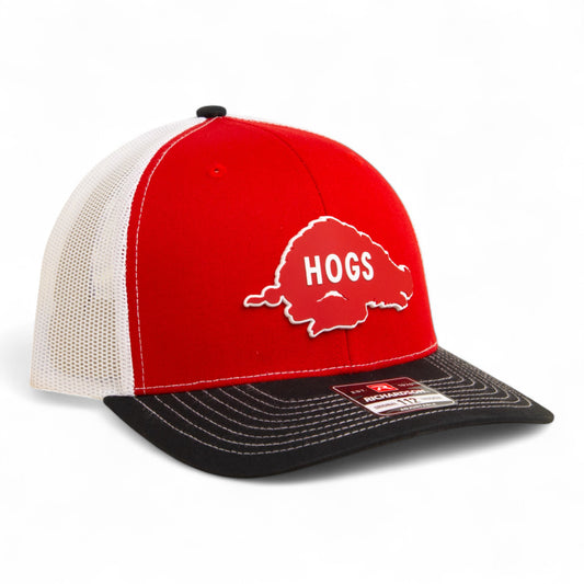 Arkansas Razorbacks Retro HOGS Red 3D Snapback Trucker Hat- Red/ White/ Black