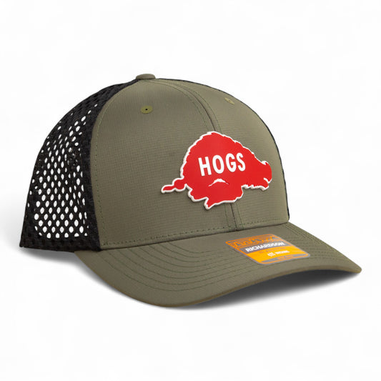 Arkansas Razorbacks Retro HOGS Red 3D Snapback Tilikum Trucker Hat- Loden/ Black