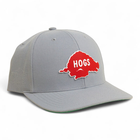 Arkansas Razorbacks Retro HOGS Red 3D Snapback Surge Trucker Hat- Grey