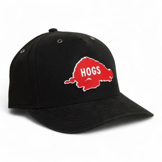 Arkansas Razorbacks Retro HOGS Red 3D Snapback Canvas Hat- Black