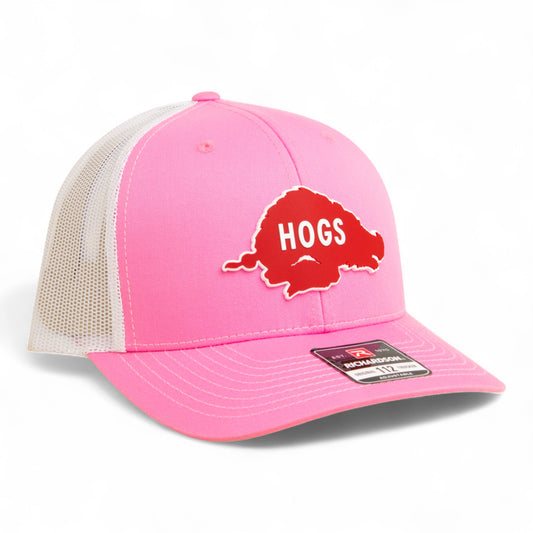 Arkansas Razorbacks Retro HOGS Red 3D Snapback Trucker Hat- Pink/ White