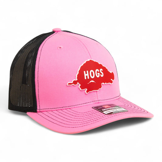 Arkansas Razorbacks Retro HOGS Red 3D Snapback Trucker Hat- Pink/ Black