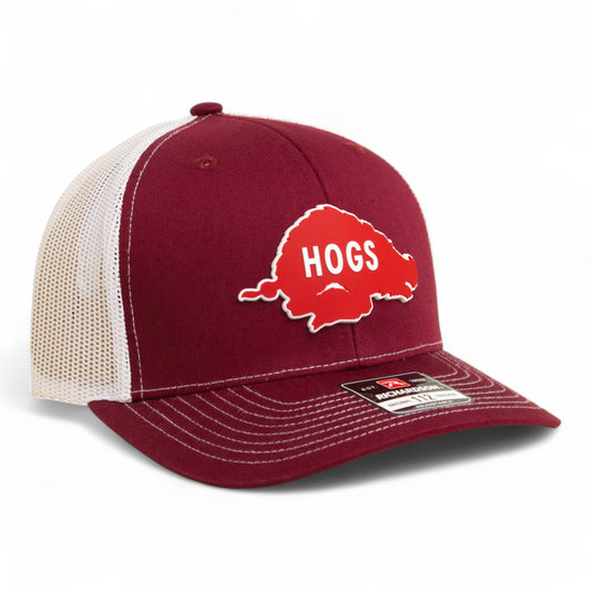 Arkansas Razorbacks Retro HOGS Red 3D Snapback Trucker Hat- Cardinal/ White
