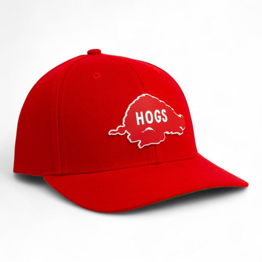 Arkansas Razorbacks Retro HOGS Red 3D Snapback Surge Trucker Hat- Red
