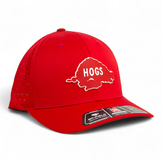 Arkansas Razorbacks Retro HOGS Red 3D Laser Perf R-Flex Cap- Red