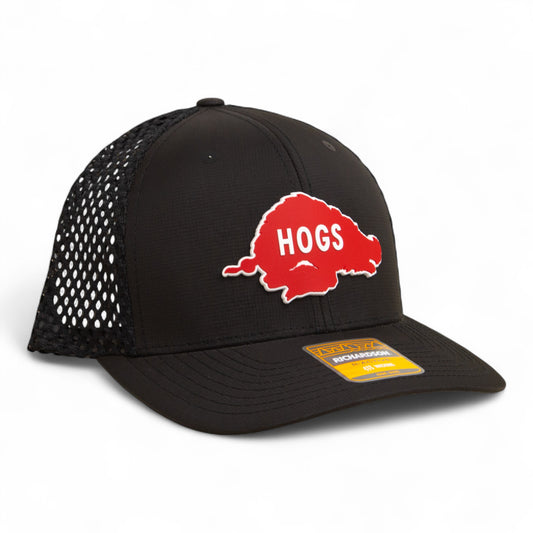 Arkansas Razorbacks Retro HOGS Red 3D Snapback Tilikum Trucker Hat- Black