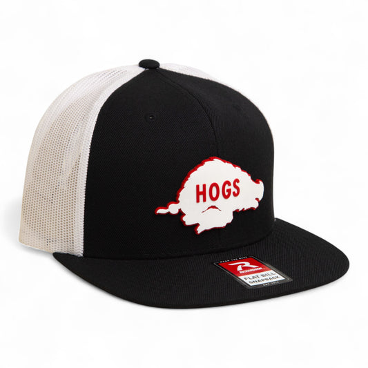 Arkansas Razorbacks Retro HOGS White 3D Wool Blend Flat Bill Hat- Black/ White