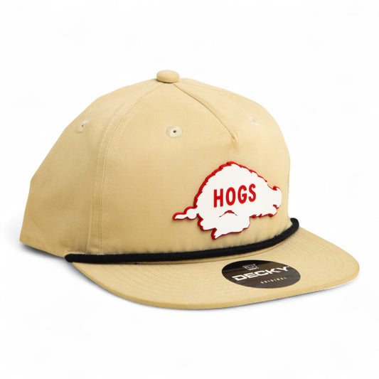 Arkansas Razorbacks Retro HOGS White 3D Classic Rope Hat- Birch/ Black