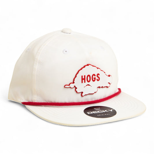 Arkansas Razorbacks Retro HOGS White 3D Classic Rope Hat- White/ Red