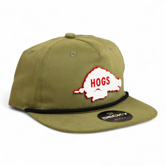 Arkansas Razorbacks Retro HOGS White 3D Classic Rope Hat- Loden/ Black