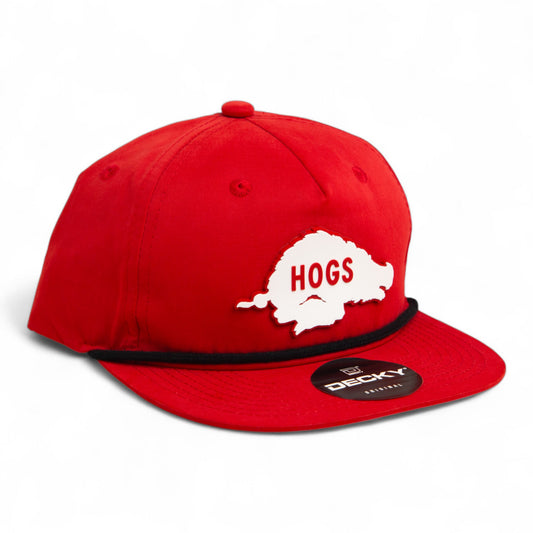Arkansas Razorbacks Retro HOGS White 3D Classic Rope Hat- Red/ Black