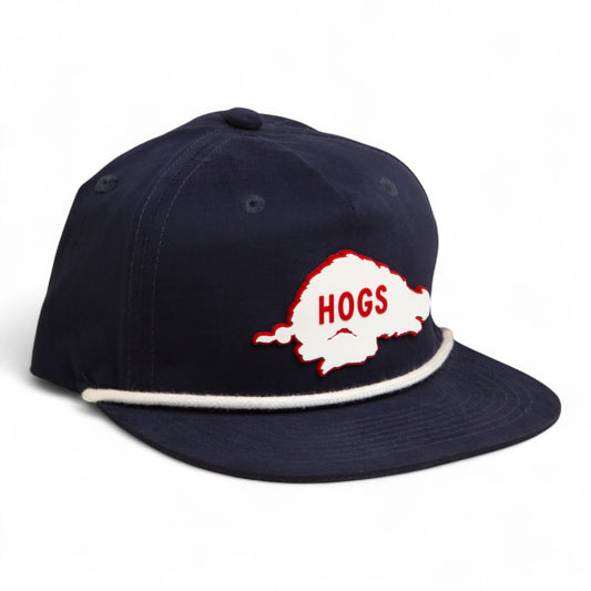 Arkansas Razorbacks Retro HOGS White 3D Classic Rope Hat- Navy/ White
