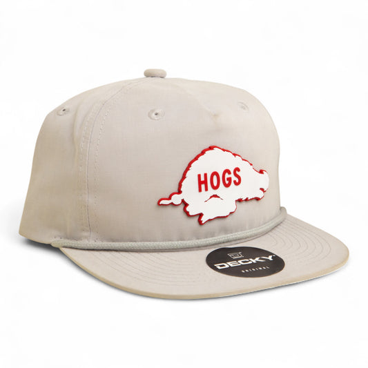 Arkansas Razorbacks Retro HOGS White 3D Classic Rope Hat- Grey