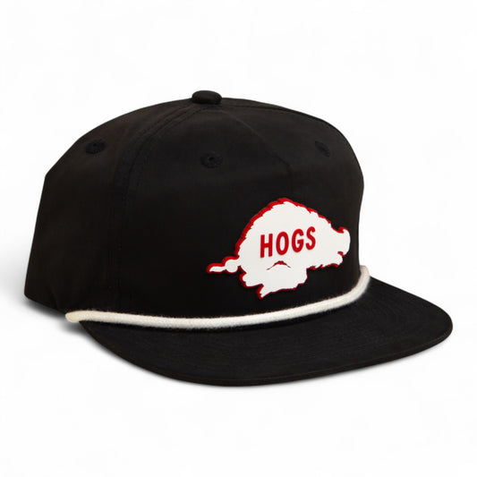 Arkansas Razorbacks Retro HOGS White 3D Classic Rope Hat- Black/ White