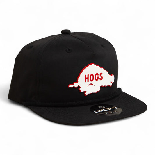 Arkansas Razorbacks Retro HOGS White 3D Classic Rope Hat- Black