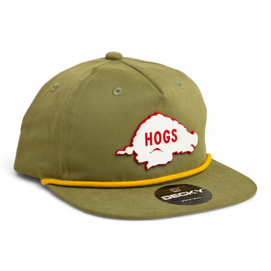 Arkansas Razorbacks Retro HOGS White 3D Classic Rope Hat- Loden/ Amber