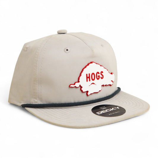Arkansas Razorbacks Retro HOGS White 3D Classic Rope Hat- Grey/ Charcoal