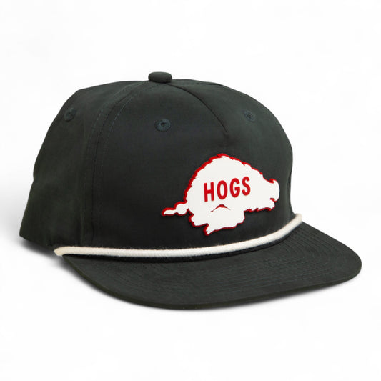 Arkansas Razorbacks Retro HOGS White 3D Classic Rope Hat- Charcoal/ White