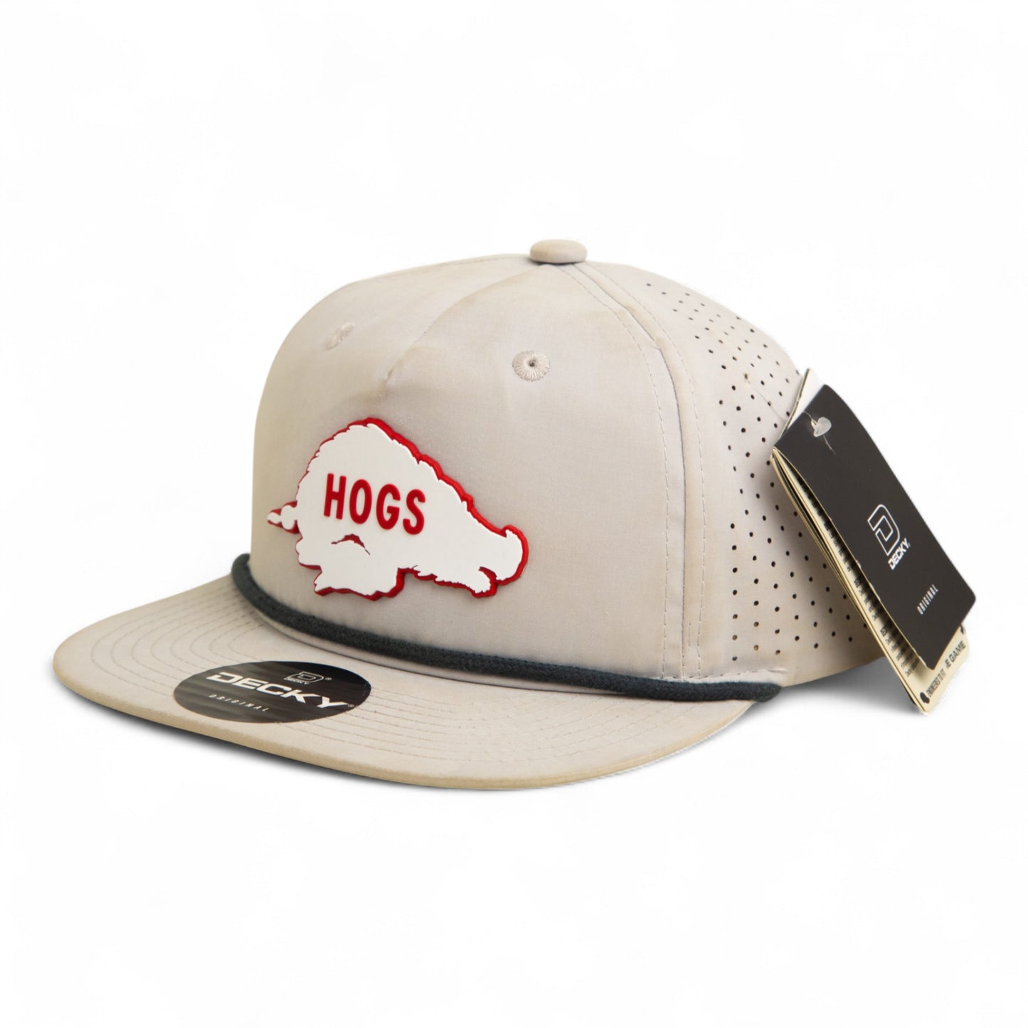 Arkansas Razorbacks Retro HOGS White 3D Perforated Rope Hat- Grey/ Charcoal
