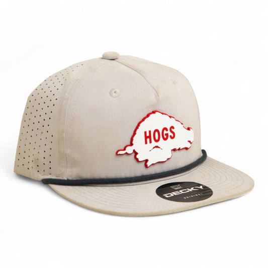 Arkansas Razorbacks Retro HOGS White 3D Perforated Rope Hat- Grey/ Charcoal