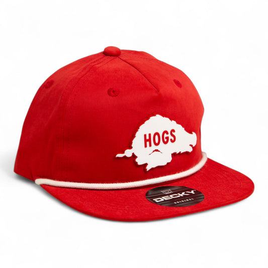 Arkansas Razorbacks Retro HOGS White 3D Classic Rope Hat- Red/ White