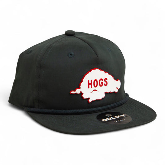 Arkansas Razorbacks Retro HOGS White 3D Classic Rope Hat- Charcoal