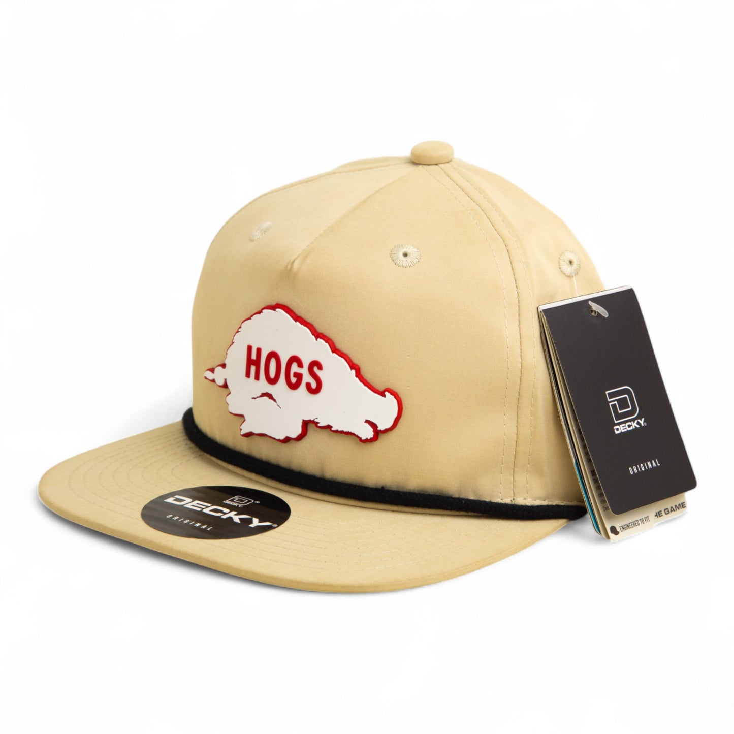 Arkansas Razorbacks Retro HOGS White 3D Classic Rope Hat- Birch/ Black