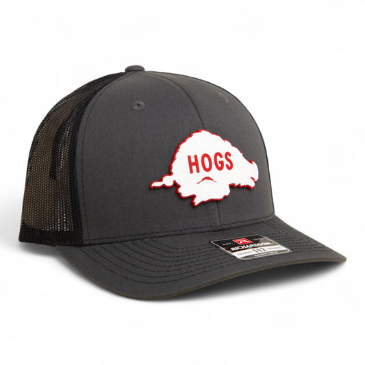 Arkansas Razorbacks Retro HOGS White 3D Snapback Trucker Hat- Charcoal/ Black