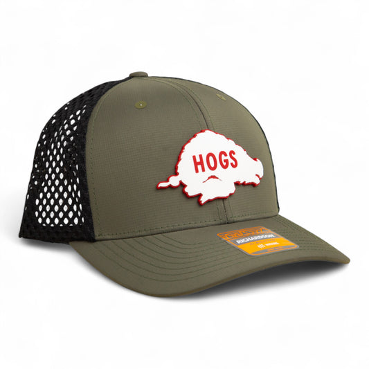 Arkansas Razorbacks Retro HOGS White 3D Snapback Tilikum Trucker Hat- Loden/ Black