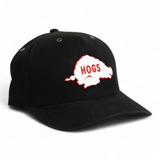 Arkansas Razorbacks Retro HOGS White 3D Snapback Canvas Hat- Black