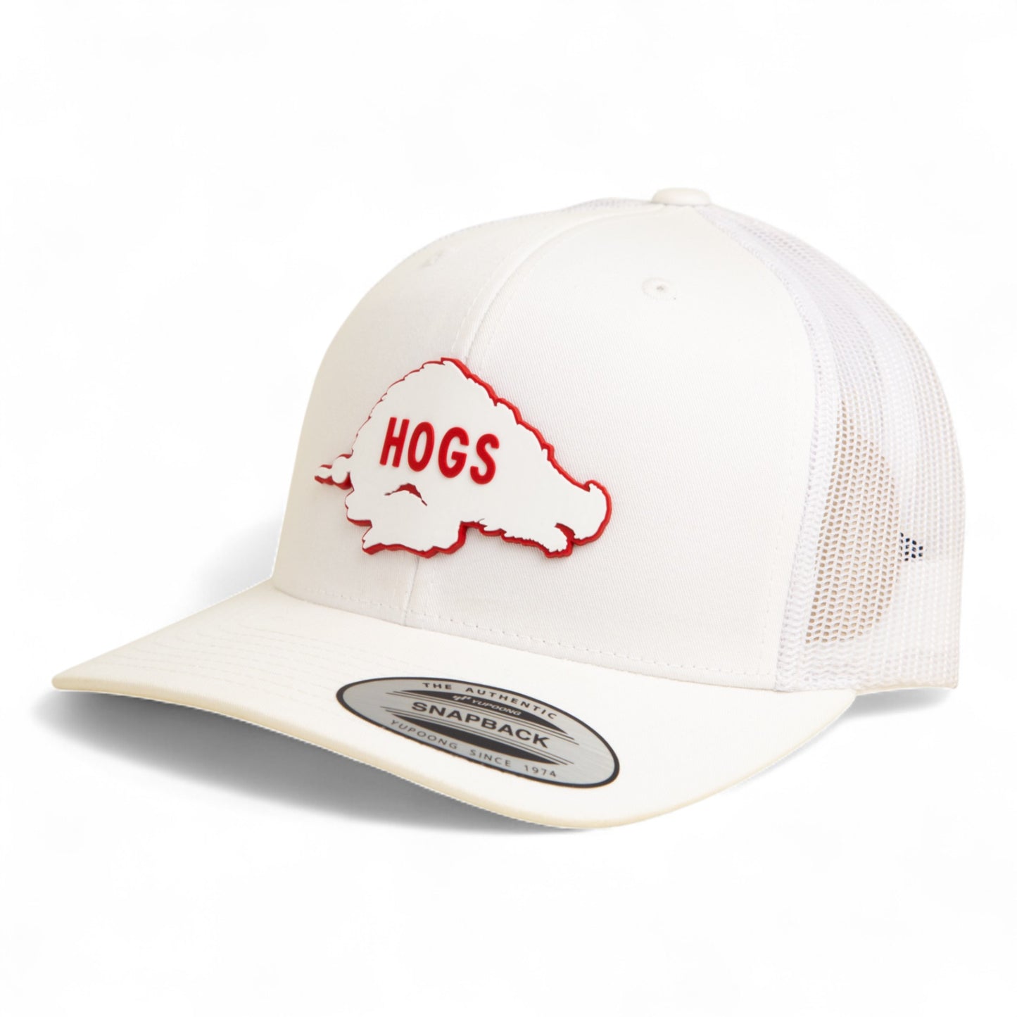 Arkansas Razorbacks Retro HOGS White 3D YP Snapback Trucker Hat- White
