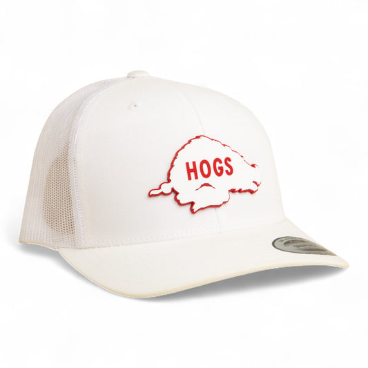 Arkansas Razorbacks Retro HOGS White 3D YP Snapback Trucker Hat- White