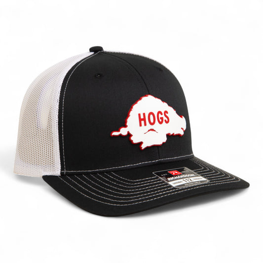 Arkansas Razorbacks Retro HOGS White 3D Snapback Trucker Hat- Black/ White