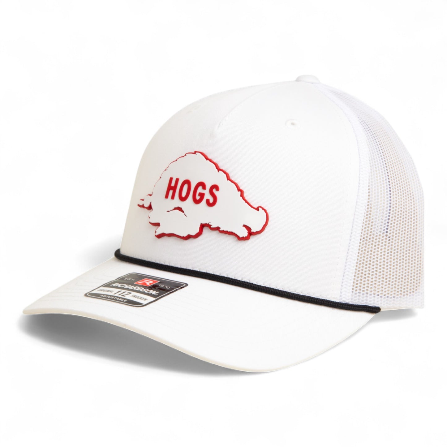 Arkansas Razorbacks Retro HOGS White 3D Snapback Trucker Rope Hat- White/ Black