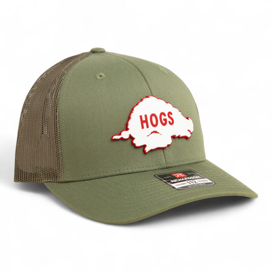 Arkansas Razorbacks Retro HOGS White 3D Snapback Trucker Hat- Loden