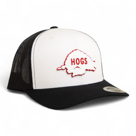 Arkansas Razorbacks Retro HOGS White 3D YP Snapback Trucker Hat- White/ Black