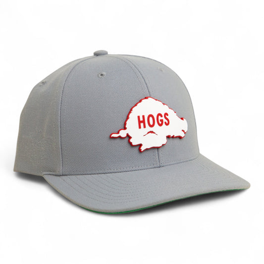 Arkansas Razorbacks Retro HOGS White 3D Snapback Surge Trucker Hat- Grey