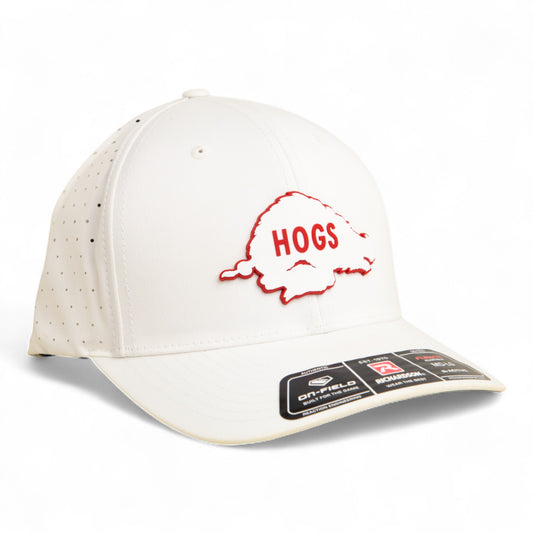 Arkansas Razorbacks Retro HOGS White 3D Laser Perf R-Flex Cap- White